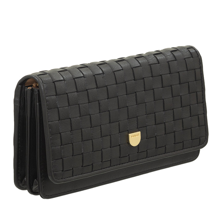 DUDU Geflochtene Damen-Geldbörse aus echtem Leder – Münzgeldbörse mit Reißverschluss, Kartenhalter und Fächern, elegantes handgefertigtes Design