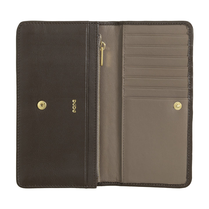 DUDU Flettet pung til kvinder i ægte læder - Møntpung med lynlås, kortholder og rum, elegant håndlavet design