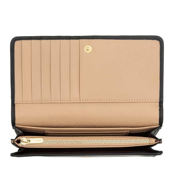 DUDU Geflochtene Damen-Geldbörse aus echtem Leder – Münzgeldbörse mit Reißverschluss, Kartenhalter und Fächern, elegantes handgefertigtes Design