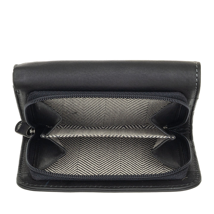 Γυναικείο δερμάτινο πορτοφόλι Nuvola Pelle με φερμουάρ για κέρματα - Κομψό πορτοφόλι με φερμουάρ, θήκες για κάρτες και τραπεζογραμμάτια, συμπαγής και λειτουργική σχεδίαση