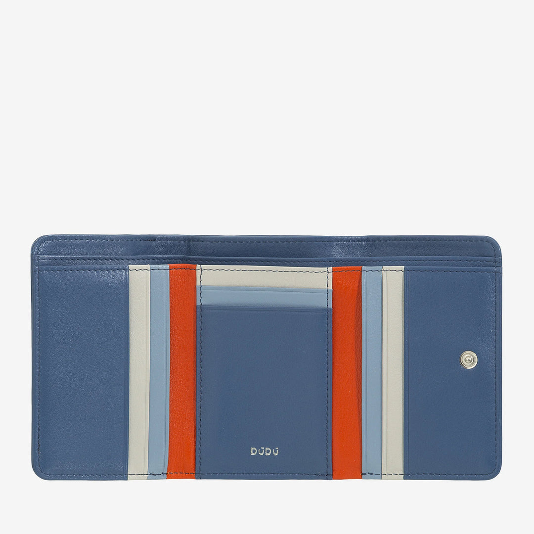 DUDU Kleine leren damesportemonnee met ritssluiting, compact ontwerp en après-ski-schrift, portemonnee voor kaarten en bankbiljetten, trendy mode