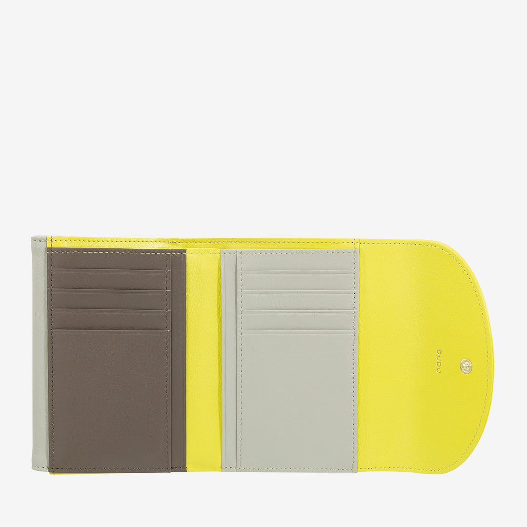 DUDU RFID-plånbok i äkta läder för kvinnor med myntväska, färgglad plånbok med dubbla flikar Kreditkortshållare Sedelhållare