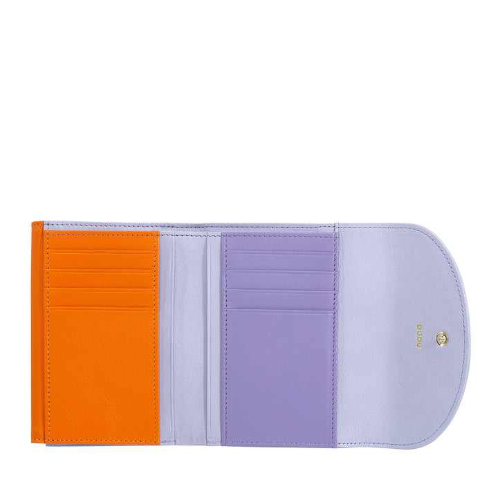 DUDU Cartera de piel auténtica RFID para mujer con monedero, cartera colorida con doble solapa, tarjetero, tarjetero para billetes
