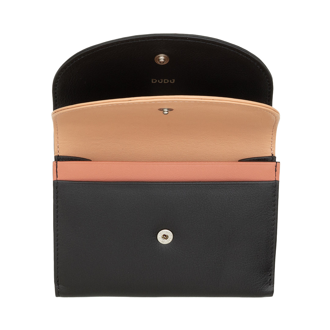 DUDU RFID-pung i ægte læder til kvinder med møntpung, farverig pung med dobbelt flap Kreditkortholder Seddelholder
