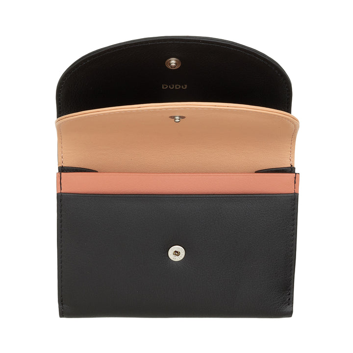 DUDU RFID-pung i ægte læder til kvinder med møntpung, farverig pung med dobbelt flap Kreditkortholder Seddelholder