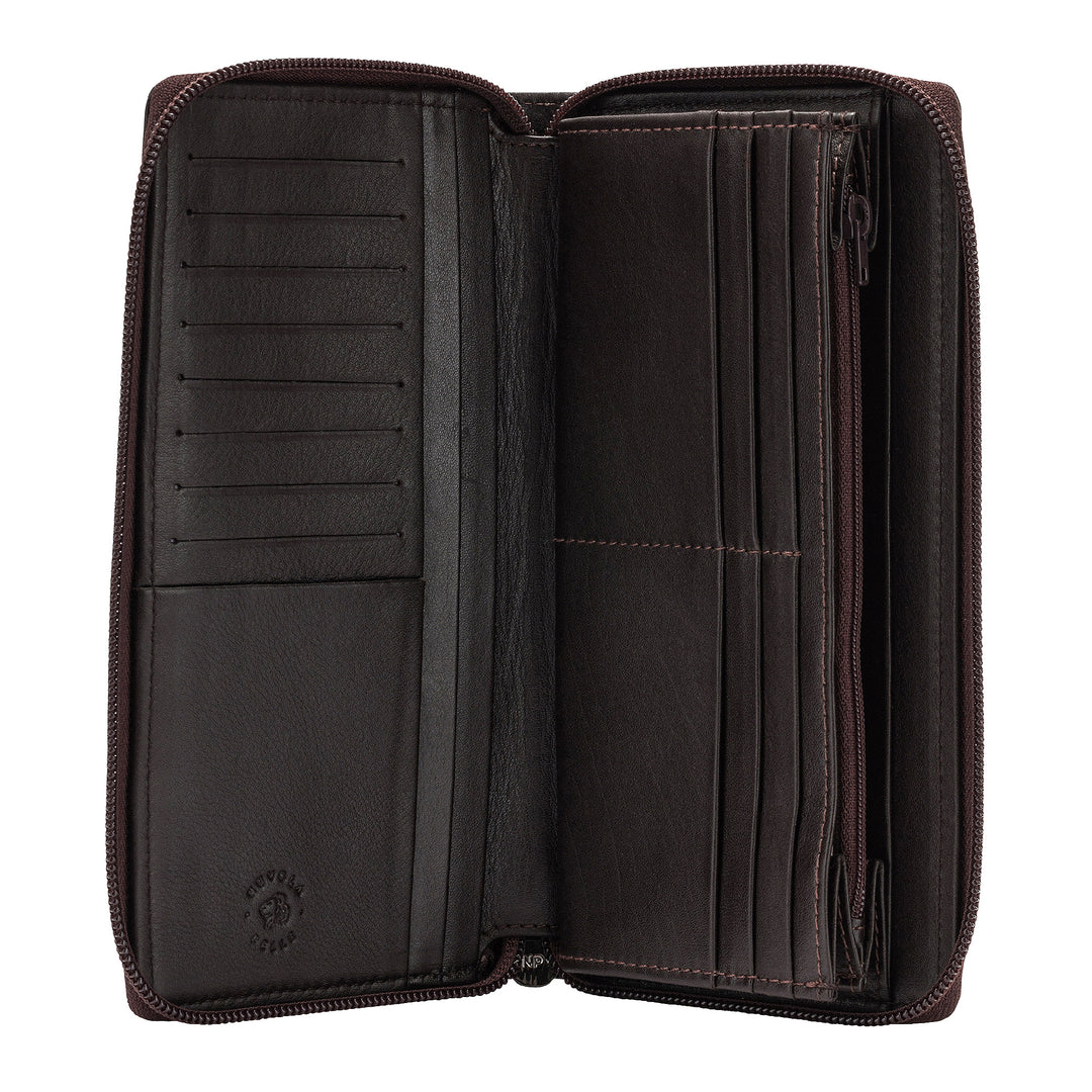 Μεγάλο γυναικείο πορτοφόλι Nuvola Pelle με δερμάτινο φερμουάρ περίπου 14 τσέπες Θήκη πιστωτικής κάρτας και τσαντάκι νομισμάτων