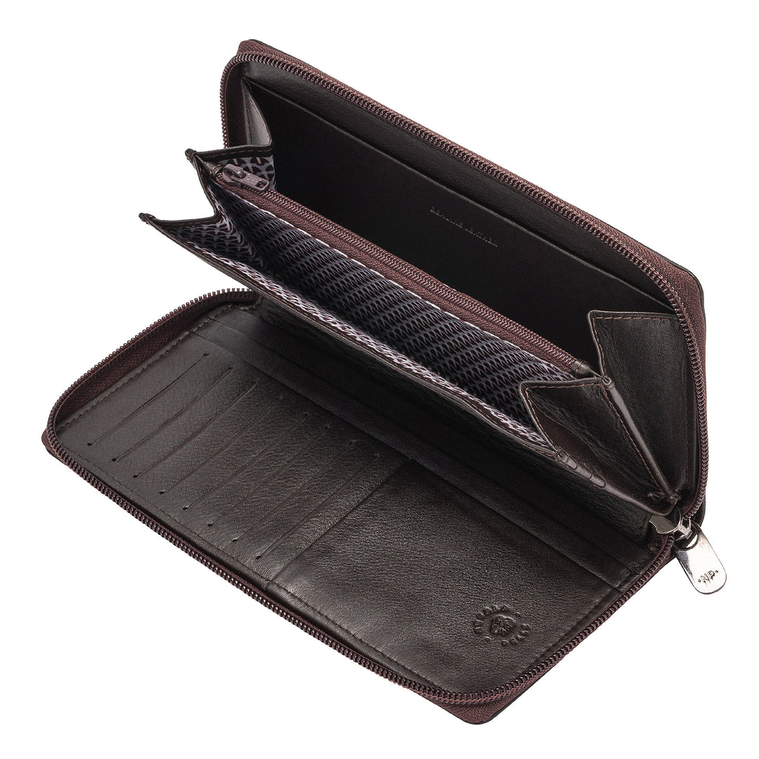 Μεγάλο γυναικείο πορτοφόλι Nuvola Pelle με δερμάτινο φερμουάρ περίπου 14 τσέπες Θήκη πιστωτικής κάρτας και τσαντάκι νομισμάτων