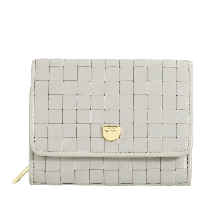 DUDU Portafoglio Donna in Pelle Intrecciata - Portafogli Compatto con Portamonete a Cerniera Zip, Porta Banconote Porta Carte Elegante