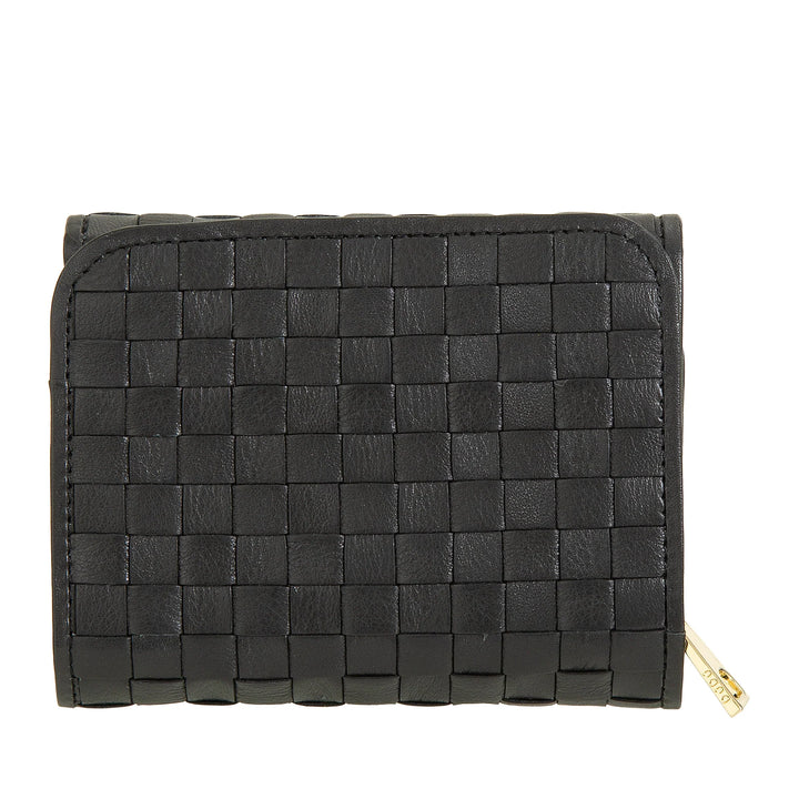 DUDU Portafoglio Donna in Pelle Intrecciata - Portafogli Compatto con Portamonete a Cerniera Zip, Porta Banconote Porta Carte Elegante