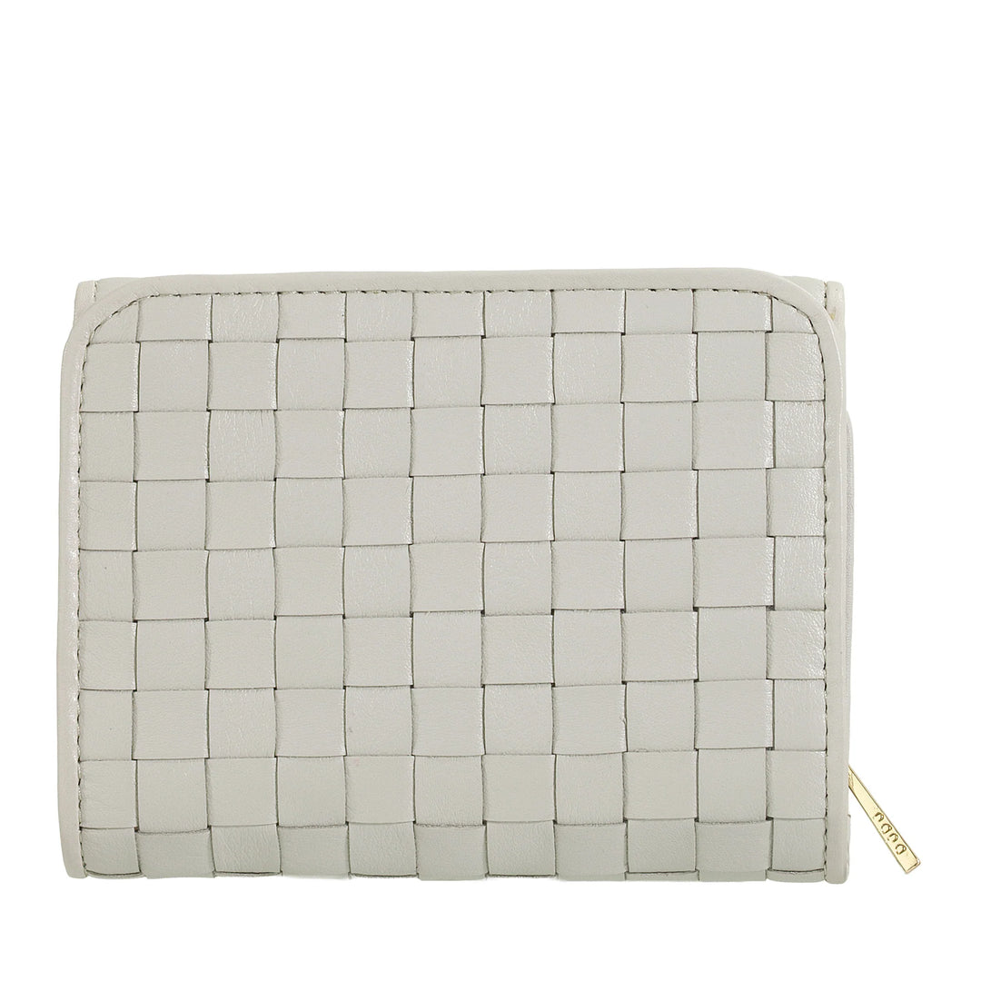 DUDU Portafoglio Donna in Pelle Intrecciata - Portafogli Compatto con Portamonete a Cerniera Zip, Porta Banconote Porta Carte Elegante