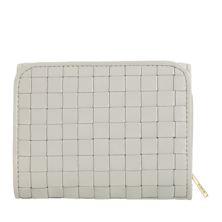 DUDU Portafoglio Donna in Pelle Intrecciata - Portafogli Compatto con Portamonete a Cerniera Zip, Porta Banconote Porta Carte Elegante