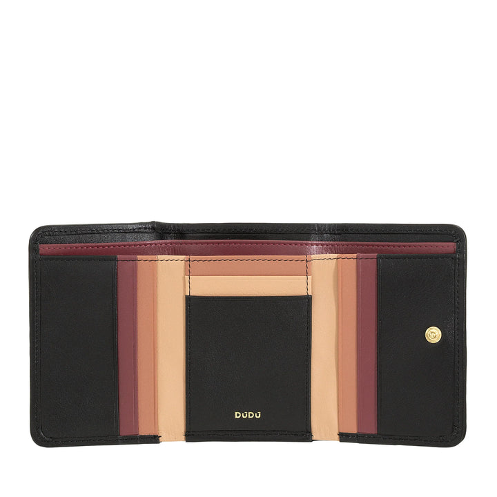 DUDU Portafoglio Donna in Pelle Intrecciata - Portafogli Compatto con Portamonete a Cerniera Zip, Porta Banconote Porta Carte Elegante