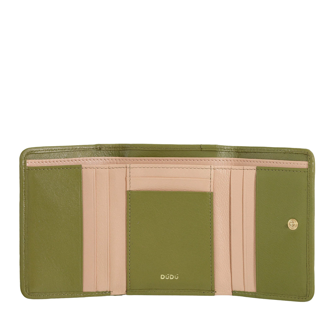 DUDU Portafoglio Donna in Pelle Intrecciata - Portafogli Compatto con Portamonete a Cerniera Zip, Porta Banconote Porta Carte Elegante