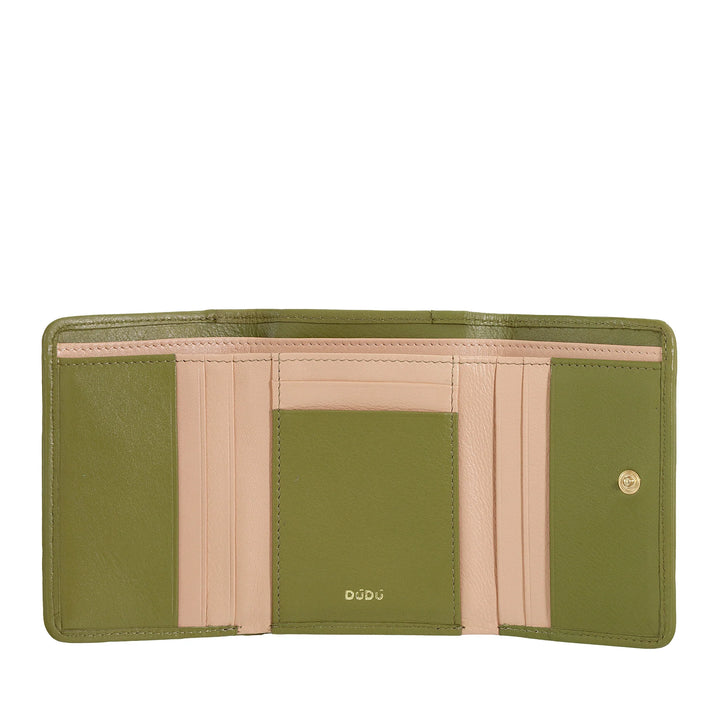 DUDU Portafoglio Donna in Pelle Intrecciata - Portafogli Compatto con Portamonete a Cerniera Zip, Porta Banconote Porta Carte Elegante