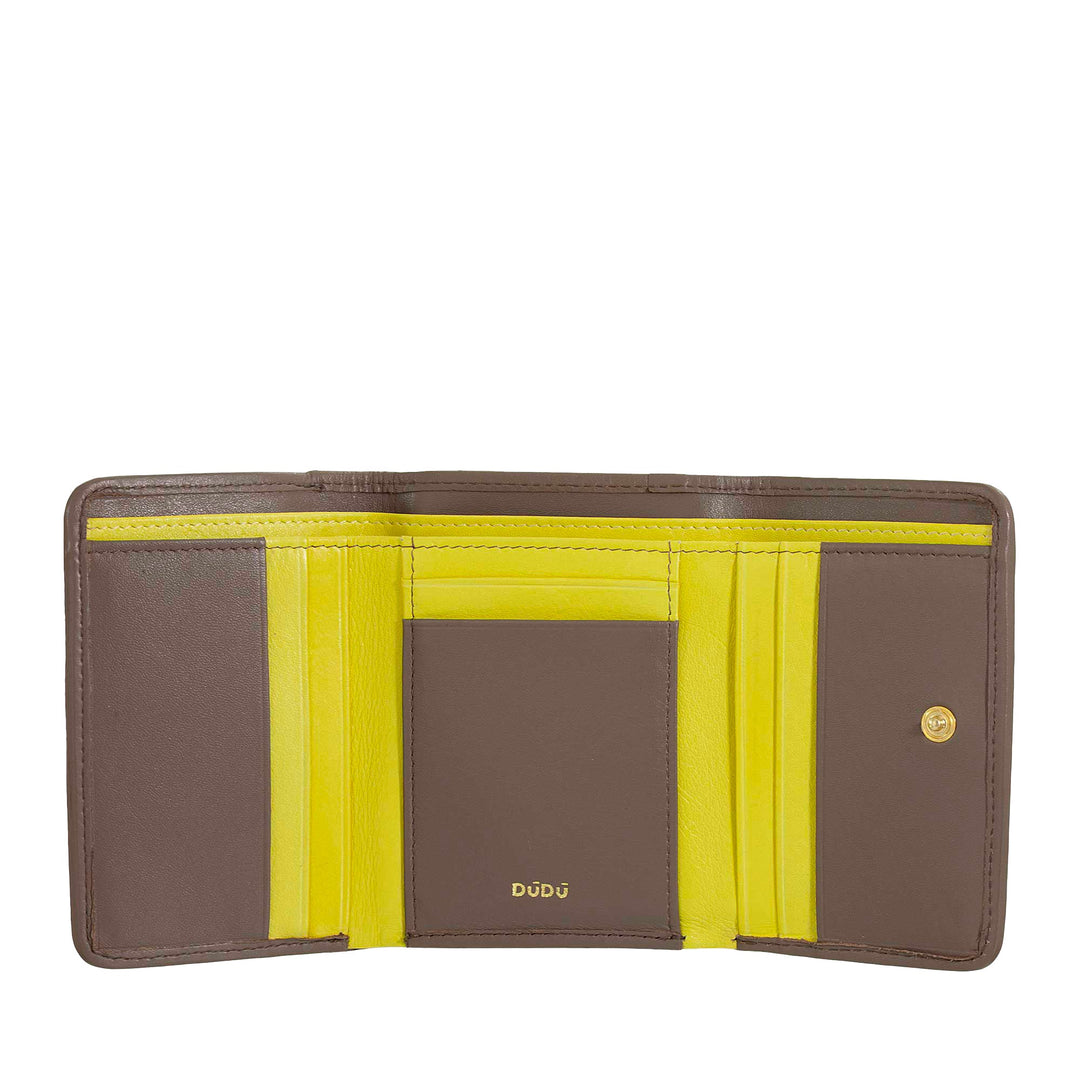 DUDU damplånbok i vävt läder - kompakt plånbok med myntväska med dragkedja, elegant sedelhållare, korthållare