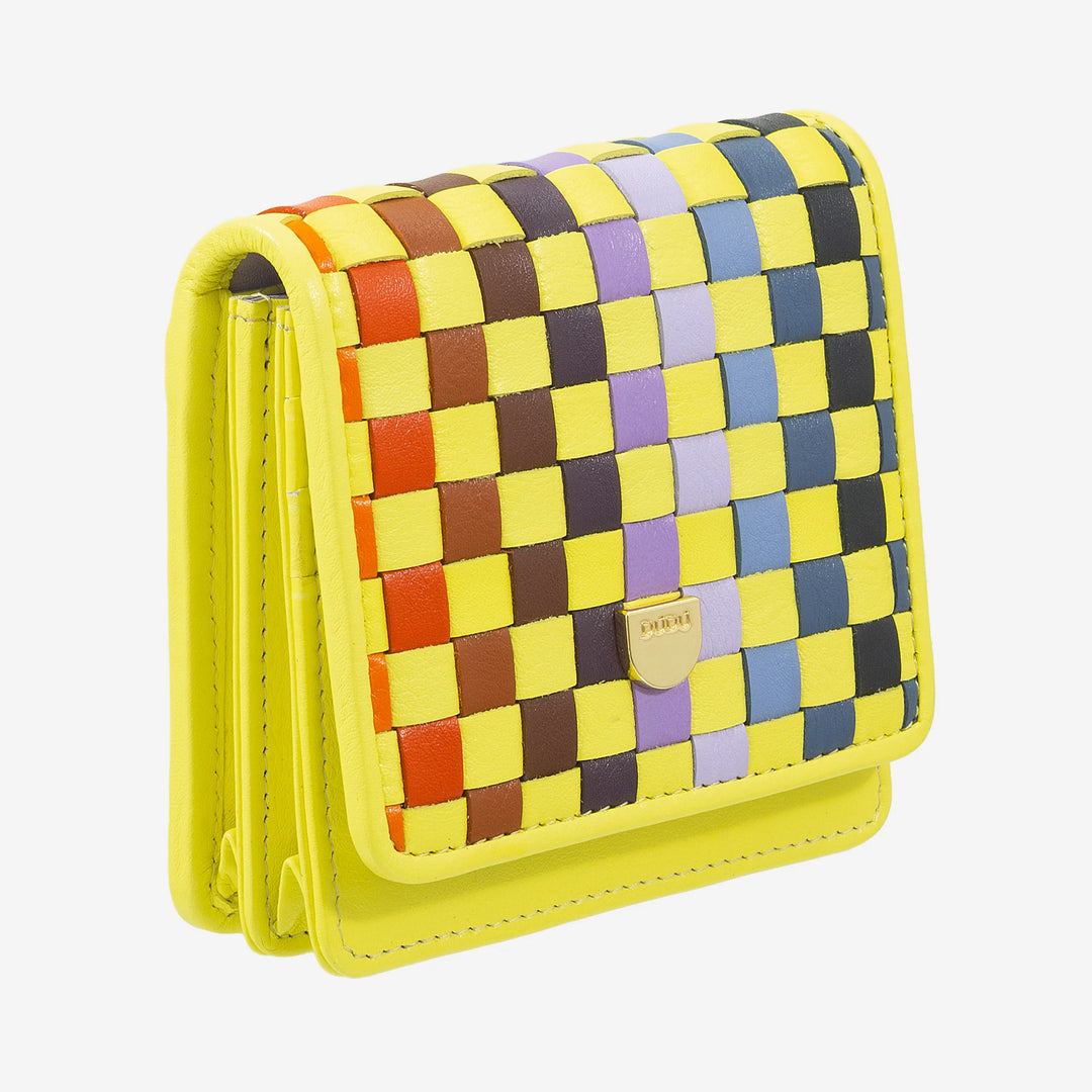 Μικρό γυναικείο πορτοφόλι DUDU από υφαντό δέρμα - Κομψό και συμπαγές με θήκες για κάρτες, κάρτες, τραπεζογραμμάτια και νομίσματα - εκλεπτυσμένο σχέδιο