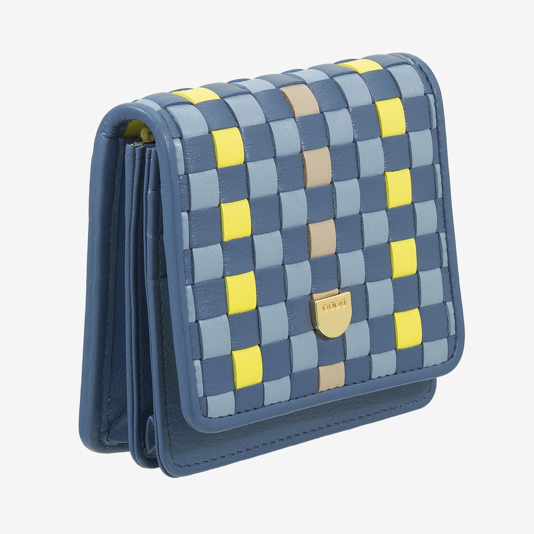 DUDU Portafoglio Piccolo Donna Pelle Intrecciata – Elegante e Compatto con Scomparti per Carte, Tessere, Banconote e Monete – Design Raffinato