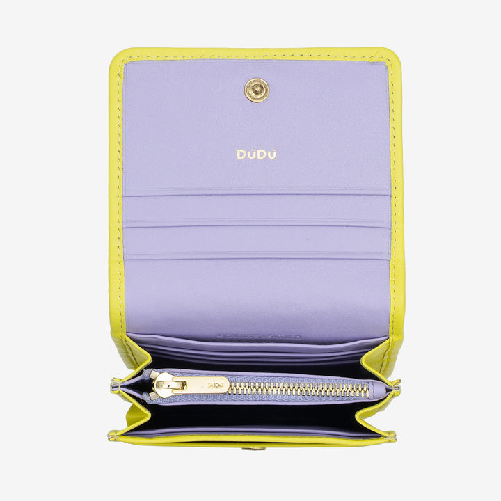 Μικρό γυναικείο πορτοφόλι DUDU από υφαντό δέρμα - Κομψό και συμπαγές με θήκες για κάρτες, κάρτες, τραπεζογραμμάτια και νομίσματα - εκλεπτυσμένο σχέδιο