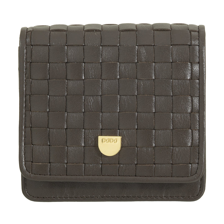 DUDU Small Women's Wallet in Woven Leather - Elegant and Compact with Compartments for Cards, Cards, Banknotes and Coins - Refined Design