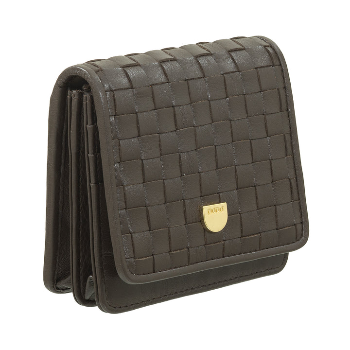 DUDU Small Women's Wallet in Woven Leather - Elegant and Compact with Compartments for Cards, Cards, Banknotes and Coins - Refined Design