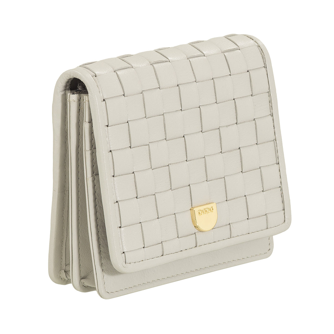 DUDU Small Women's Wallet in Woven Leather - Elegant and Compact with Compartments for Cards, Cards, Banknotes and Coins - Refined Design