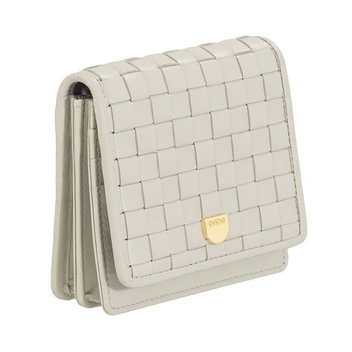 DUDU Small Women's Wallet in Woven Leather - Elegant and Compact with Compartments for Cards, Cards, Banknotes and Coins - Refined Design