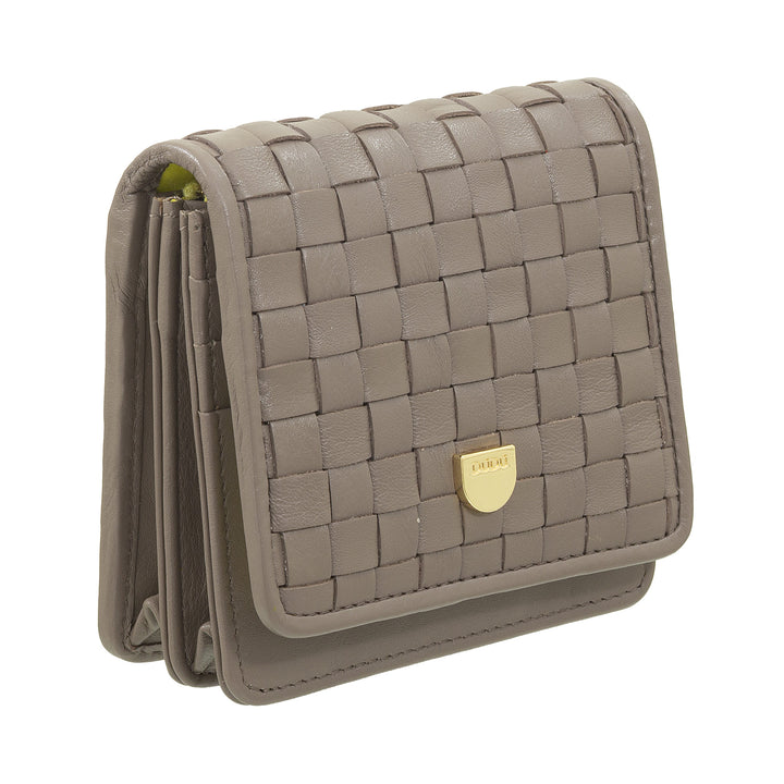 DUDU Portafoglio Piccolo Donna Pelle Intrecciata – Elegante e Compatto con Scomparti per Carte, Tessere, Banconote e Monete – Design Raffinato