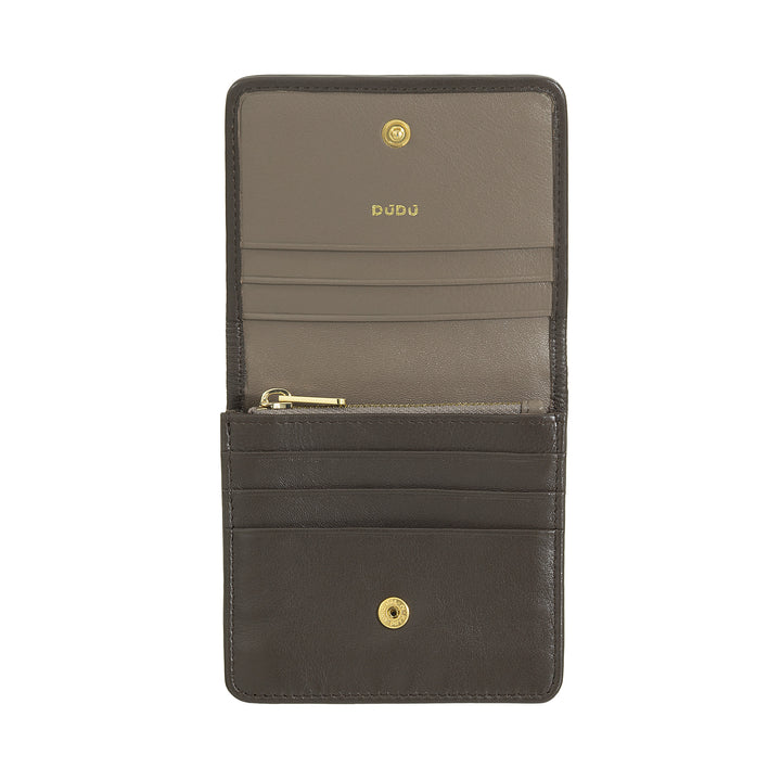 DUDU Small Women's Wallet in Woven Leather - Elegant and Compact with Compartments for Cards, Cards, Banknotes and Coins - Refined Design