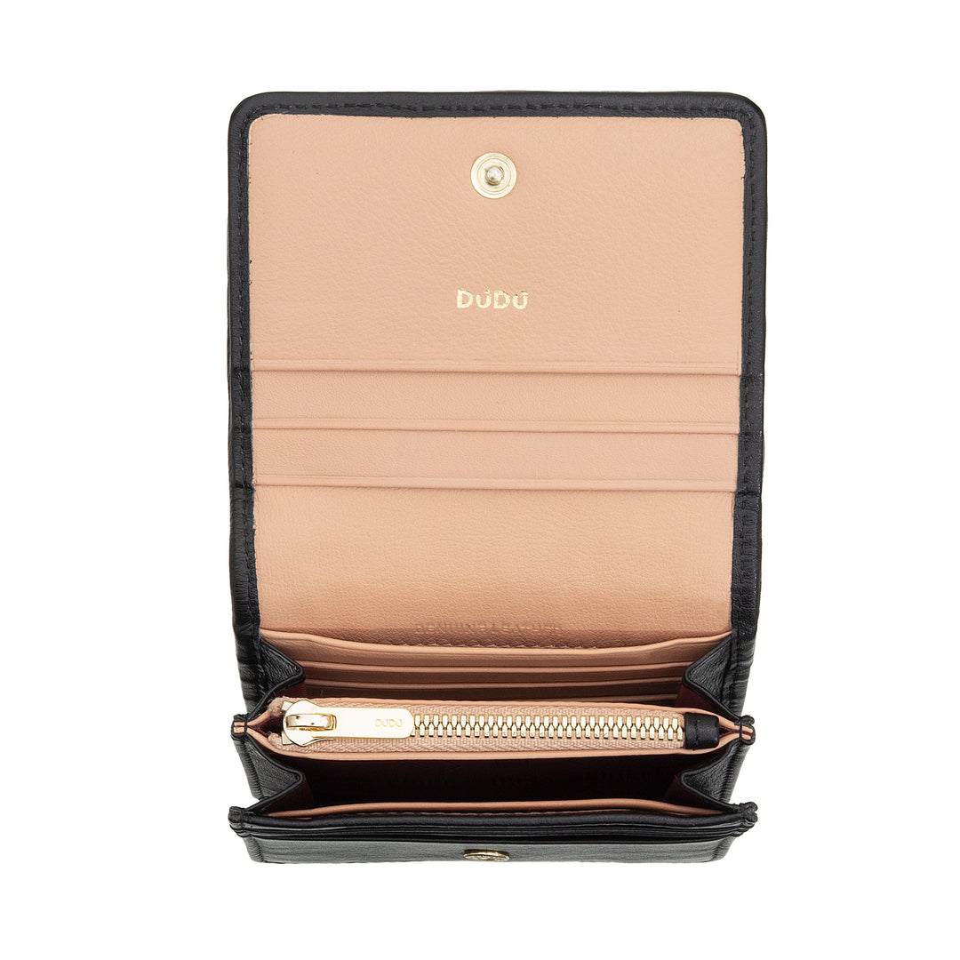 Carteira Feminina Pequena DUDU em Couro Tecido - Elegante e Compacta com Compartimentos para Cartões, Cartões, Notas e Moedas - Design Refinado