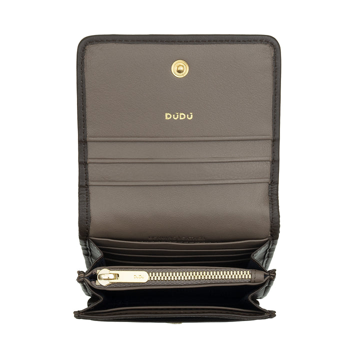 DUDU Small Women's Wallet in Woven Leather - Elegant and Compact with Compartments for Cards, Cards, Banknotes and Coins - Refined Design