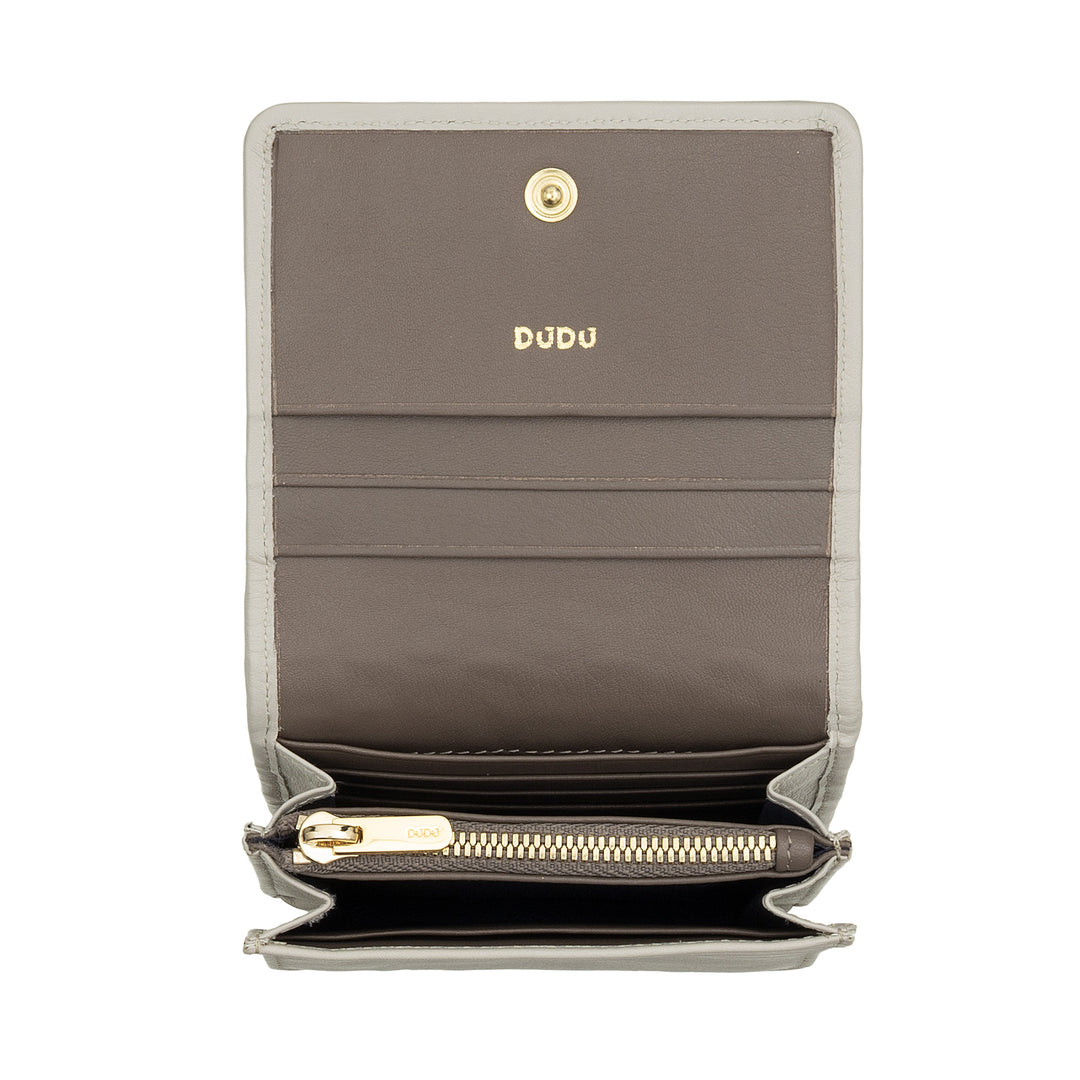 DUDU Small Women's Wallet in Woven Leather - Elegant and Compact with Compartments for Cards, Cards, Banknotes and Coins - Refined Design