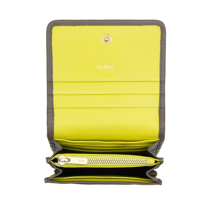 DUDU Portafoglio Piccolo Donna Pelle Intrecciata – Elegante e Compatto con Scomparti per Carte, Tessere, Banconote e Monete – Design Raffinato