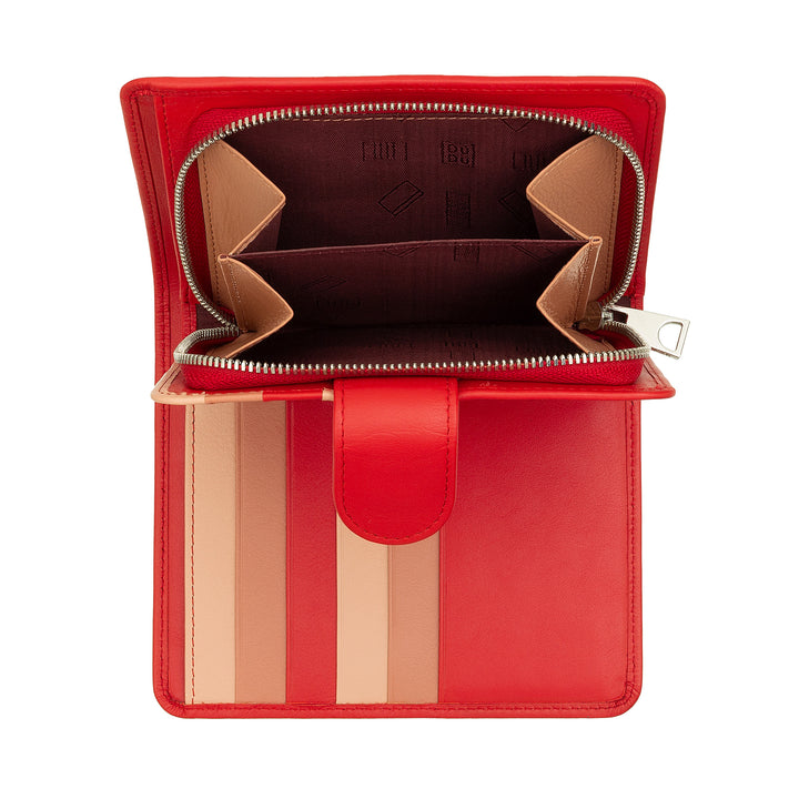 DUDU damepung i farverigt blødt læder RFID-blokering med lynlås-møntpung og kreditkortholder