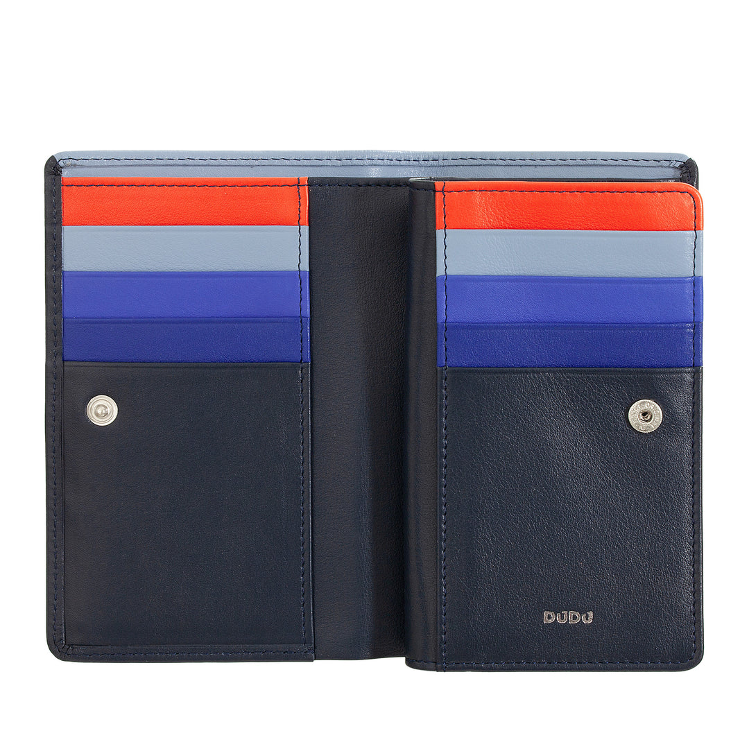 DUDU Bunte RFID-Damenbrieftasche aus mehrfarbigem Leder mit Münzfach mit Reißverschluss, Karten- und Kartenfächern