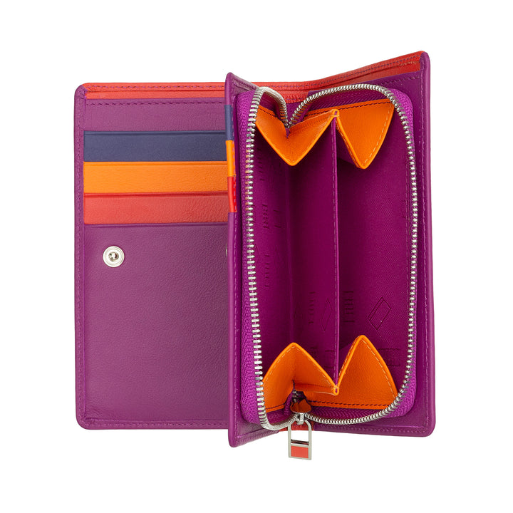 Cartera de Mujer DUDU Colorful RFID en Piel Multicolor con Monedero con Cremallera, Tarjeteros y Tarjeteros