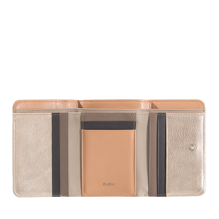 DUDU Portofel de dama mic RFID din piele multicolora colorata