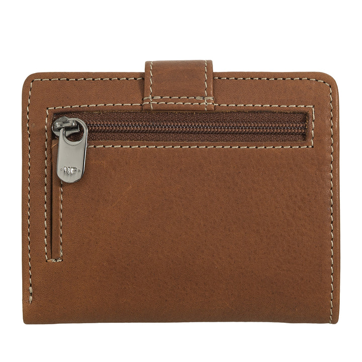 Nuvola Pelle Small Women's Leather Wallet - Elegant and Compact with Zip Coin Purse, Card and Banknote Holder, Tab Button Closure