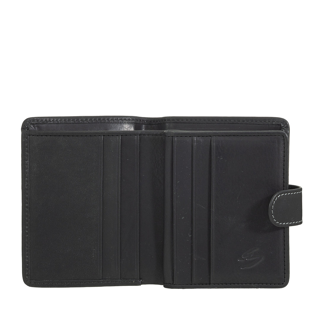 Nuvola Pelle Small Women's Leather Wallet - Elegant and Compact with Zip Coin Purse, Card and Banknote Holder, Tab Button Closure