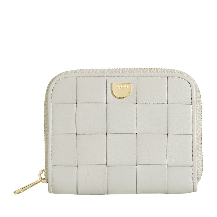 DUDU Small Women's Wallet in Woven Leather Zip Around - Elegant and Compact, Card Holder, Coin and Banknote Purse with Zip