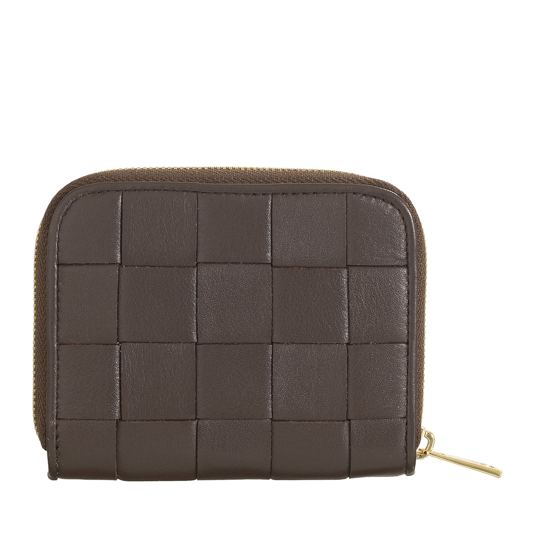 Carteira feminina pequena DUDU em couro tecido com zíper - elegante e compacta, porta-cartões, porta-moedas e notas com zíper