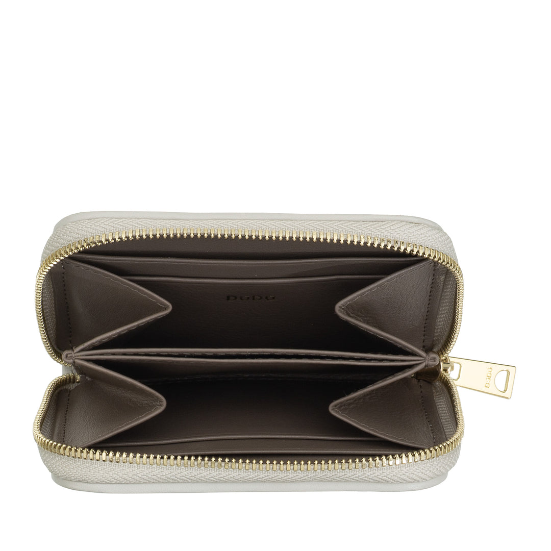 DUDU Small Women's Wallet in Woven Leather Zip Around - Elegant and Compact, Card Holder, Coin and Banknote Purse with Zip