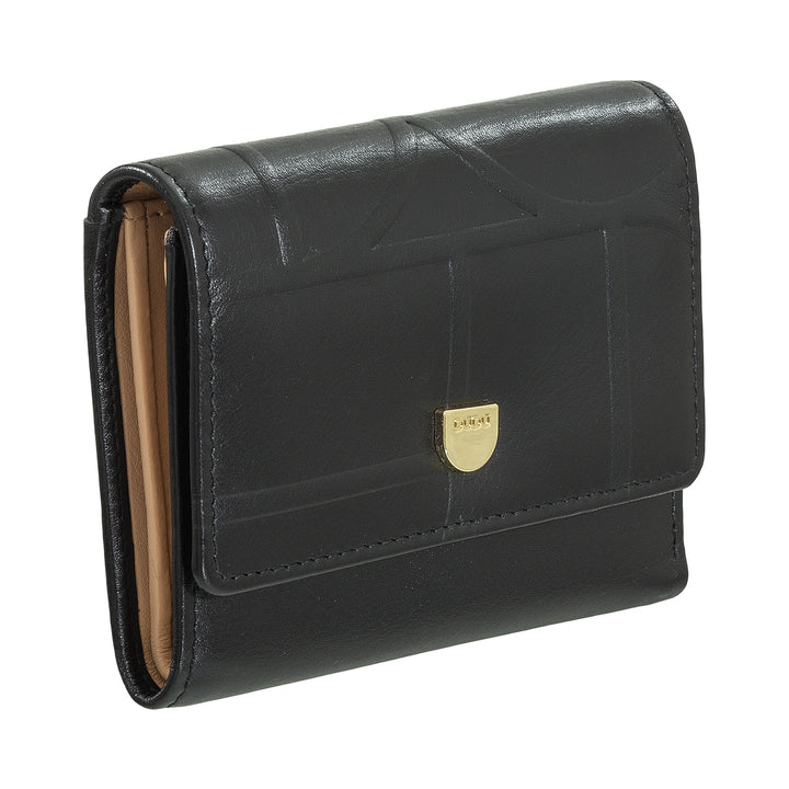 DUDU lille RFID-pung til kvinder i ægte læder med tryk, tegnebøger med lynlåslomme - elegant, kompakt til pung, perfekt til kort og mønter