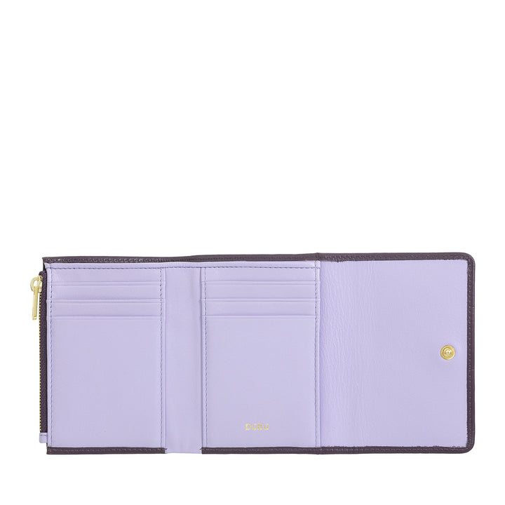 DUDU lille RFID-pung til kvinder i ægte læder med tryk, tegnebøger med lynlåslomme - elegant, kompakt til pung, perfekt til kort og mønter