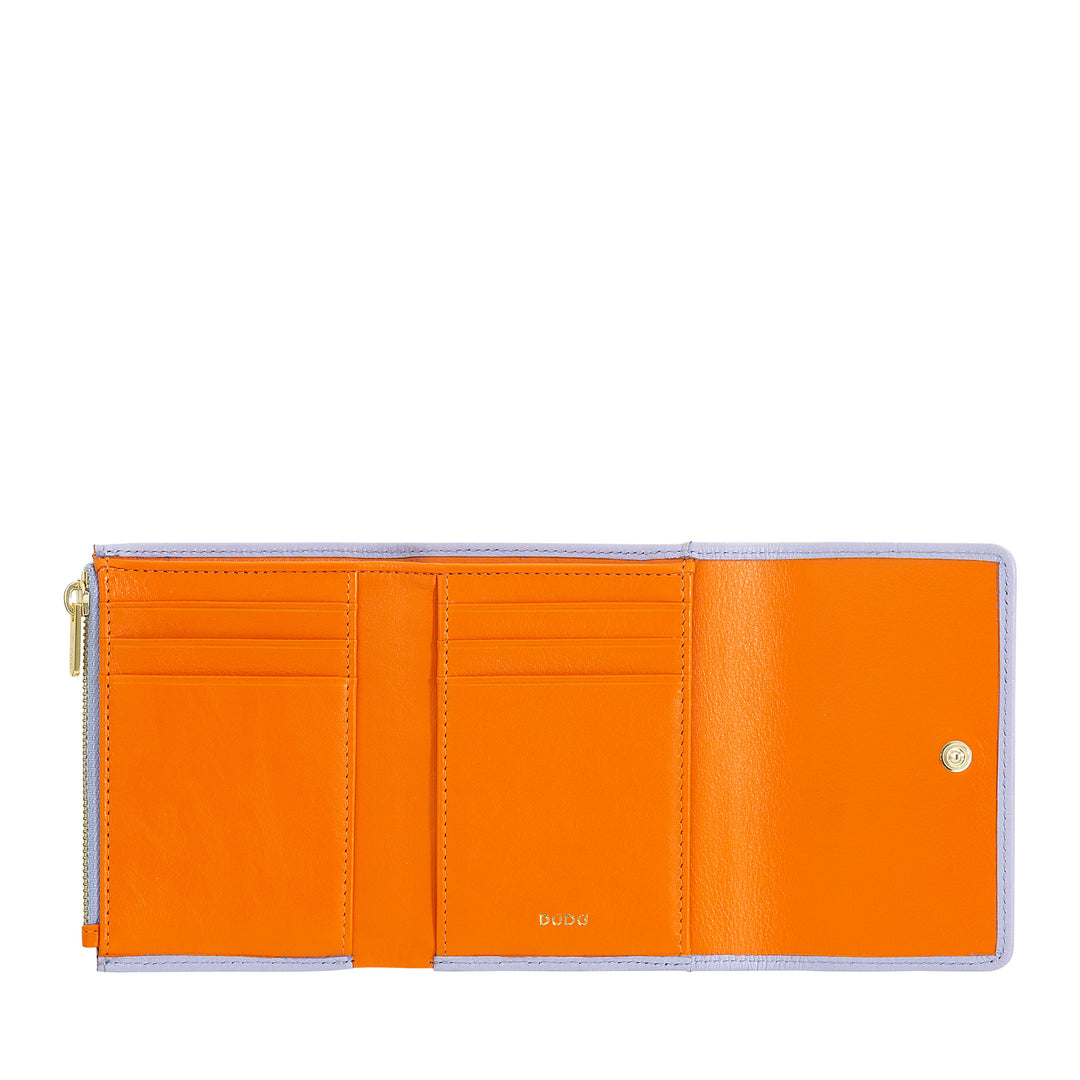 DUDU lille RFID-pung til kvinder i ægte læder med tryk, tegnebøger med lynlåslomme - elegant, kompakt til pung, perfekt til kort og mønter