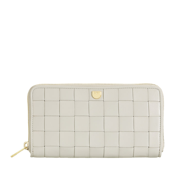 Portofel de dama DUDU din piele naturala cu fermoar in jur, elegant si spatios - Suport card, bancnote si monede, portofel impletit cu fermoar complet