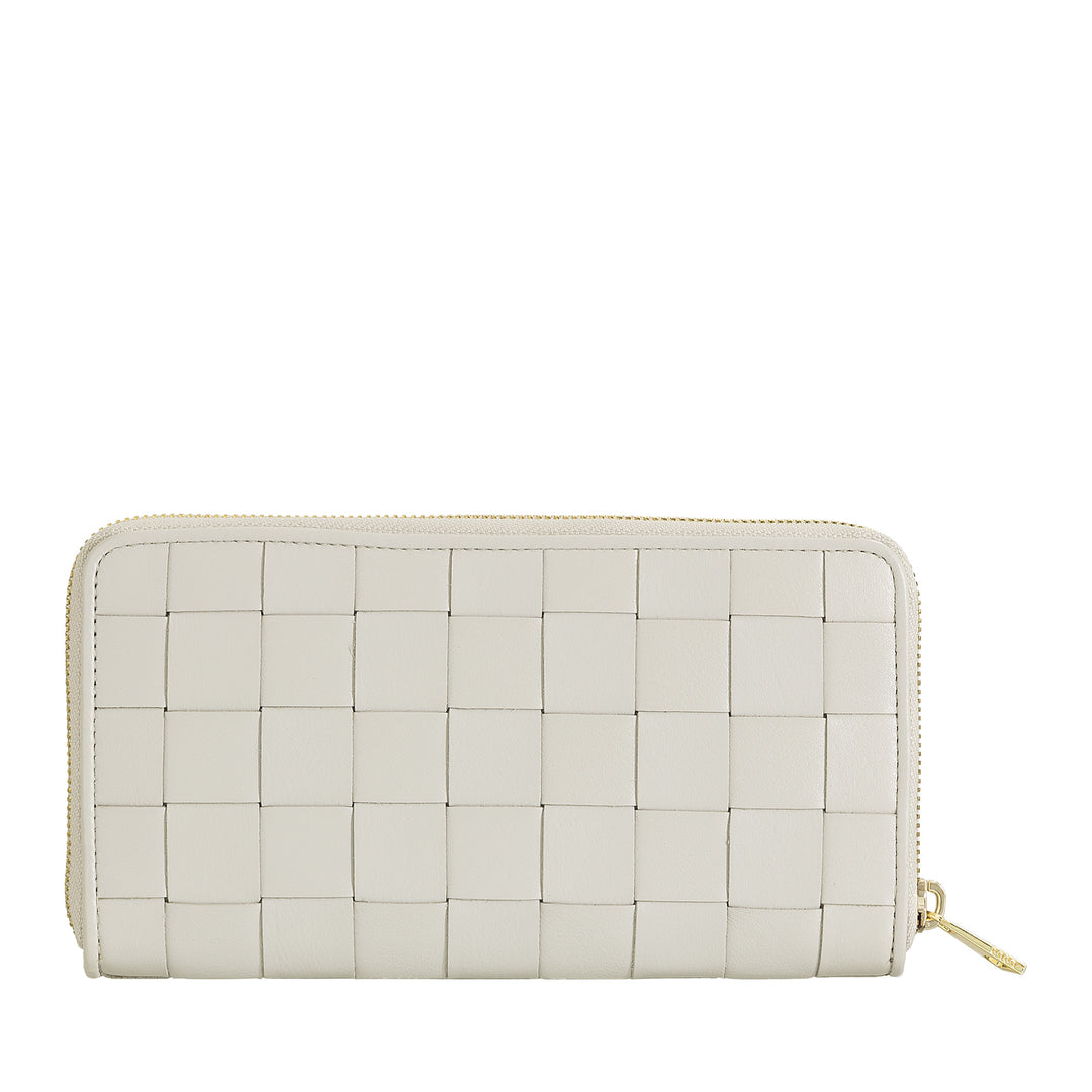 Portofel de dama DUDU din piele naturala cu fermoar in jur, elegant si spatios - Suport card, bancnote si monede, portofel impletit cu fermoar complet