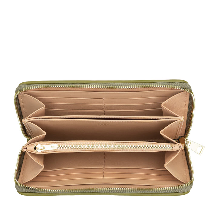 DUDU Women's Wallet in Genuine Woven Leather Zip Around, Elegant and Roomy - Card Holder, Banknotes and Coins, Woven Wallet with Full Zip