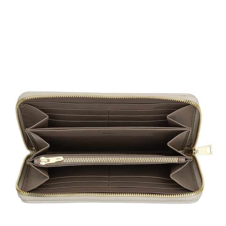 Portofel de dama DUDU din piele naturala cu fermoar in jur, elegant si spatios - Suport card, bancnote si monede, portofel impletit cu fermoar complet