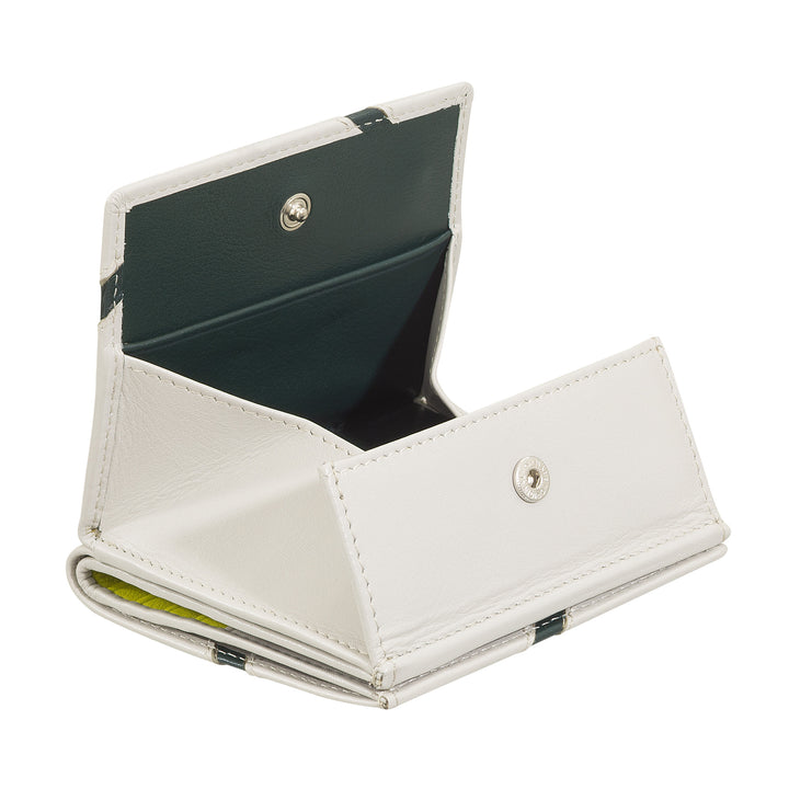 DUDU Unisex Wallet in Genuine Leather - Bifold with Button Closure and External Coin Purse - Design Inspired by Tennis Court Tournaments