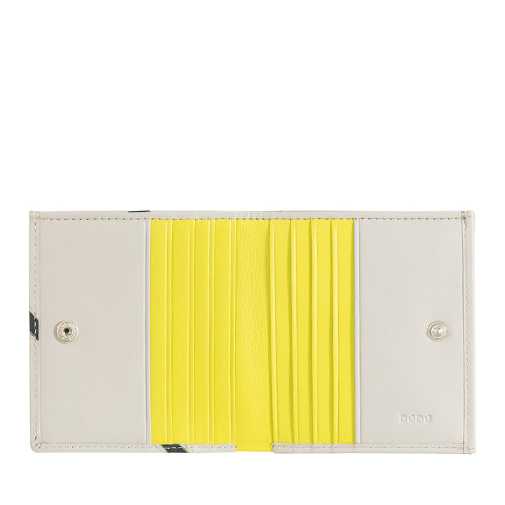 DUDU Unisex Wallet in Genuine Leather - Bifold with Button Closure and External Coin Purse - Design Inspired by Tennis Court Tournaments